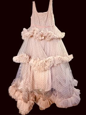 Mac Duggal Tiered Tulle Ruffle Dress 20776 Blush Pink NWT